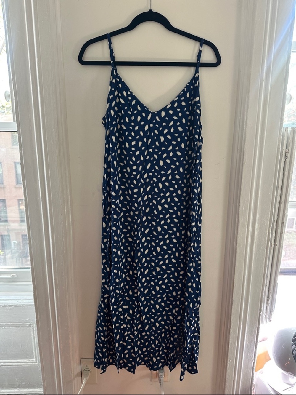 Reformation Blue Printed Slip Maxi Dress with Spaghetti Straps - size 12